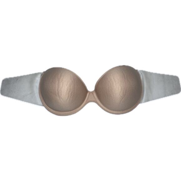 Women's Strapless Underwire Bra Beige Nude Convertible Seamless Support C Cup - Picture 1 of 5